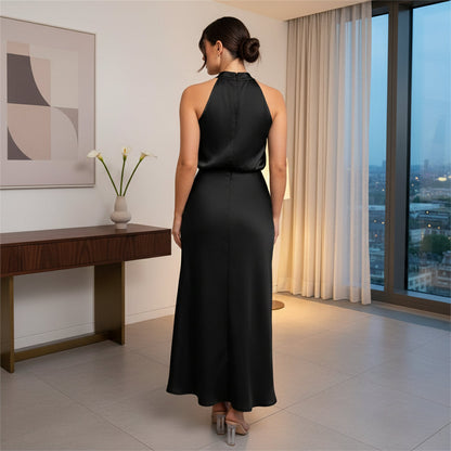 Women’s Maxi Dress | Elegant Halter Neck, Versatile Fit-Women's Dresses-Zeravi-Light Green-S-Zeravi